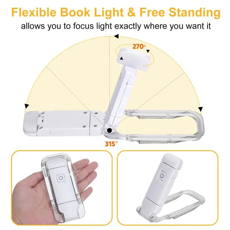 Lampe de Lecture LED USB Rechargeable blanche – Clip Portable & Protection oculaire