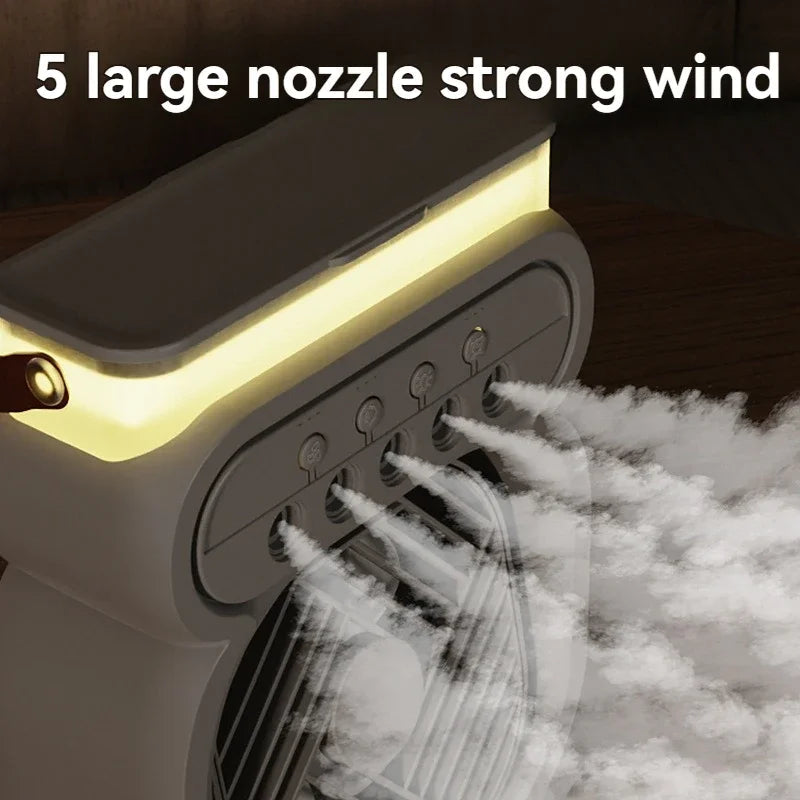 Ventilateur 3 en 1, humidificateur d'air, climatiseurs, veilleuse LED, coloris vert