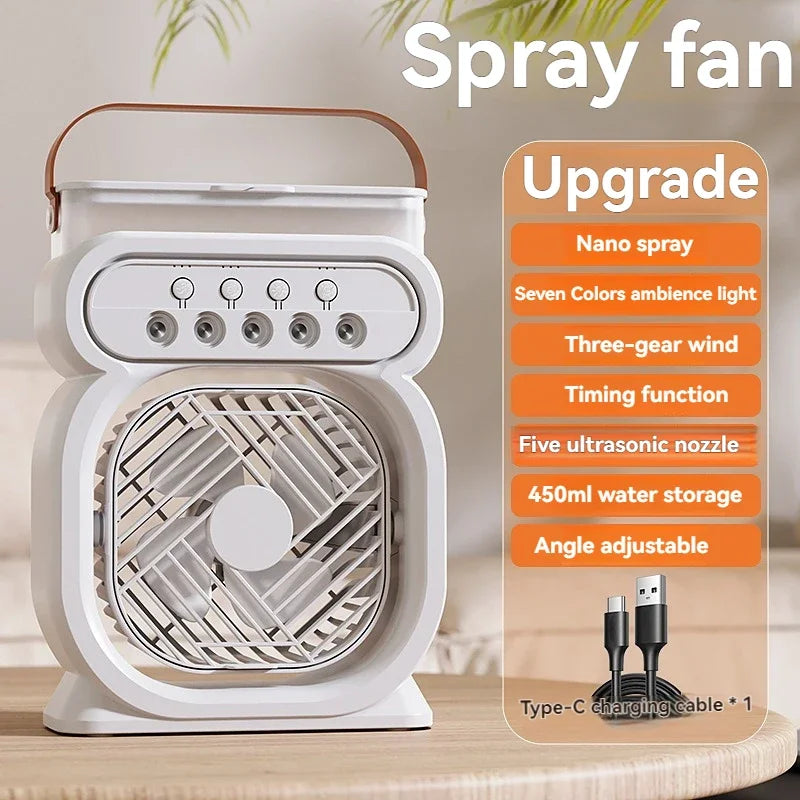 Ventilateur 3 en 1, humidificateur d'air, climatiseurs, veilleuse LED, coloris blanc