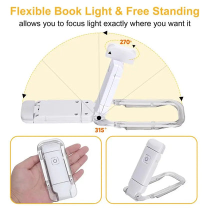 Lampe de Lecture LED USB Rechargeable blanche – Clip Portable & Protection oculaire