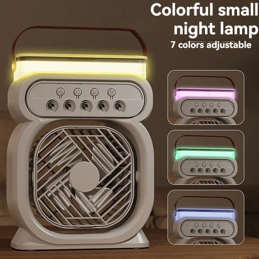 Ventilateur 3 en 1, humidificateur d'air, climatiseurs, veilleuse LED, coloris vert