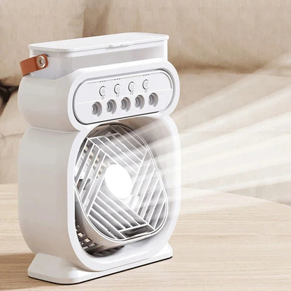 Ventilateur 3 en 1, humidificateur d'air, climatiseurs, veilleuse LED, coloris blanc